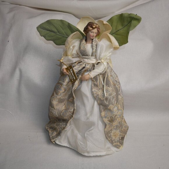 Christmas Angel Tree Topper With Porcelain Face & Gold Accents w/ flaws - Picture 1 of 6